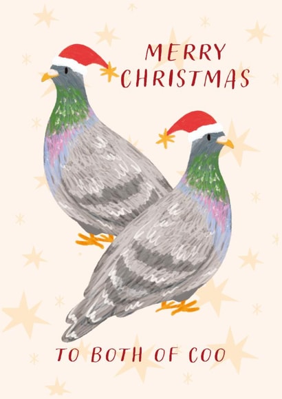 Cute Christmas Card - To Both of You - Pigeons created by Kitty Strand