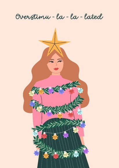 Funny Autism Christmas Card – Neurodivergent Overstimulated Sensory Overload created by Sad Girl Illustration