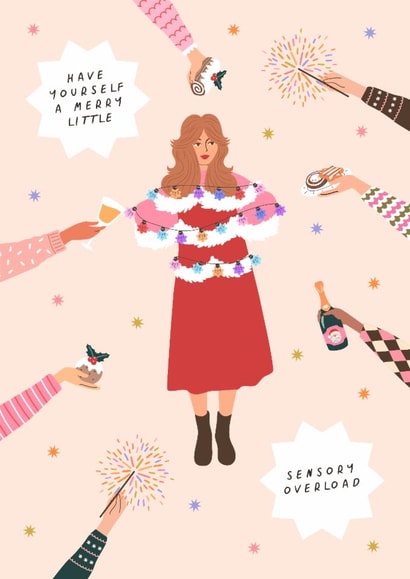 Funny Autism Christmas Card – Merry Little Sensory Overload -  Neurodivergent created by Sad Girl Illustration