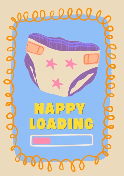 Classic New Baby Card - Nappy Loading created by Wondi Studios