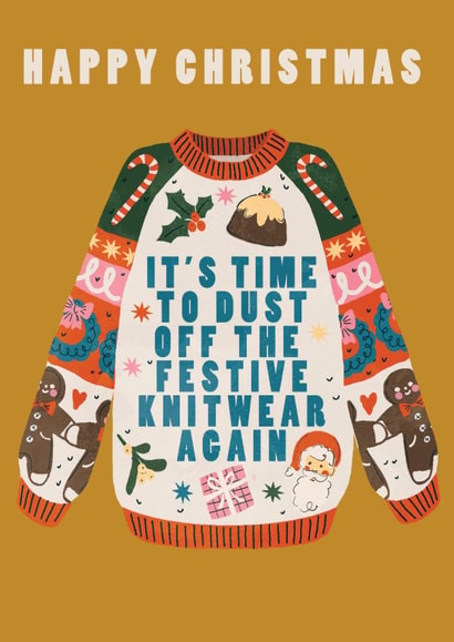 Funny Christmas Card - Ugly Christmas Jumper - Festive Knitwear created by THE PRINTED SQUARE STUDIO
