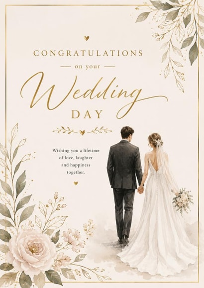 Elegant Wedding Card - Bride And Groom Design created by Ivory White Collection 