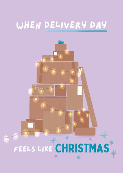 Funny Delivery Christmas Card - Online Shopping - Feels Like Christmas created by Sian Moore Illustration