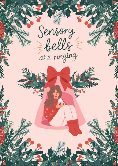 Funny Christmas Card - Sensory Bells Are Ringing - Neurodivergent created by Sad Girl Illustration
