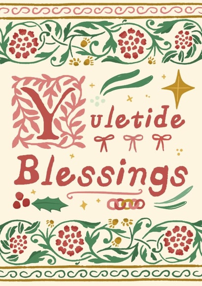 Pretty Christmas Card - Yuletide Blessings - Medieval Style created by URGHH Card Co.
