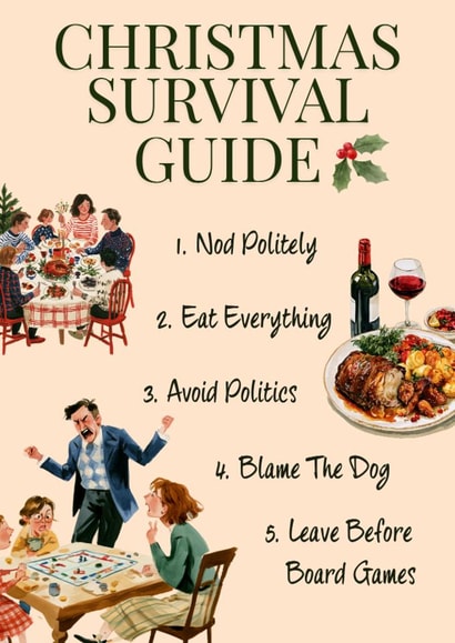 Funny Christmas Card For Family - Christmas Survival Guide created by Ink Icons