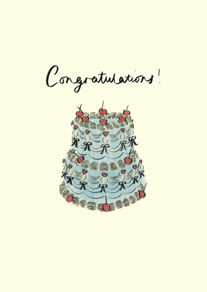 Wedding Congratulations Card – Cute Celebration Cake created by Charlotte charlotteroyalart@outlook.com