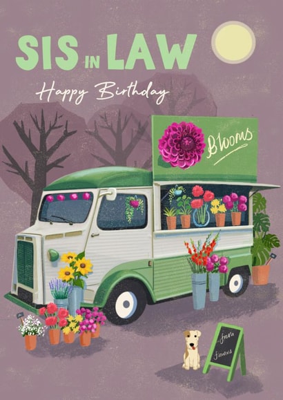 Classic Birthday Card - For Sister In Law - Florist Van created by Rocket68