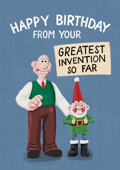Cute Birthday Card - Wallace and Gromit - Norbot - Greatest Invention created by Wallace & Gromit