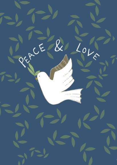 Classic - Peace and Love - Dove - Christmas Card - Olive branch created by martha and hepsie ltd
