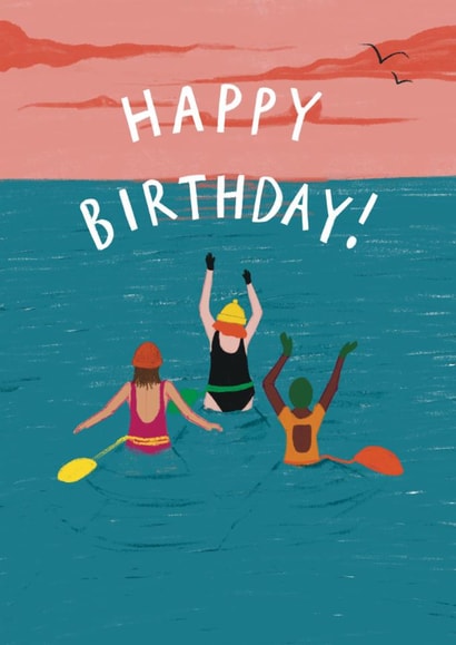 Classic Birthday Card - Sea Swimming created by martha and hepsie ltd