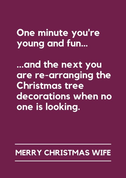 Funny Christmas Card for Wife – Rearranging the Christmas Tree created by Lemonade Insight