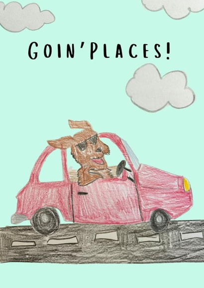 Cute dog congratulations passed exams driving test card - Going places! created by Oopsy Daisy Designs