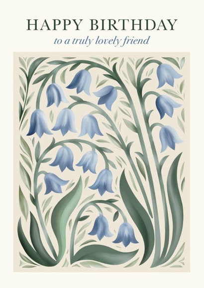 Pretty Birthday Card - Lovely Friend - Bluebells created by Choo Choo 