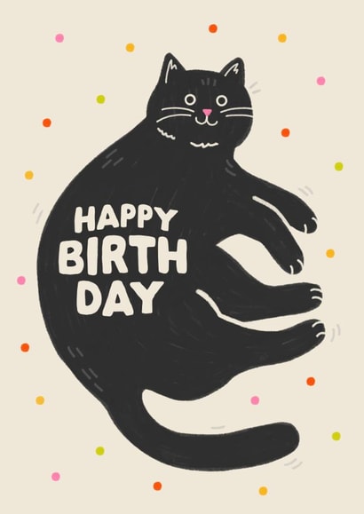 Cute Birthday Card - Black Cat created by Jess Shah