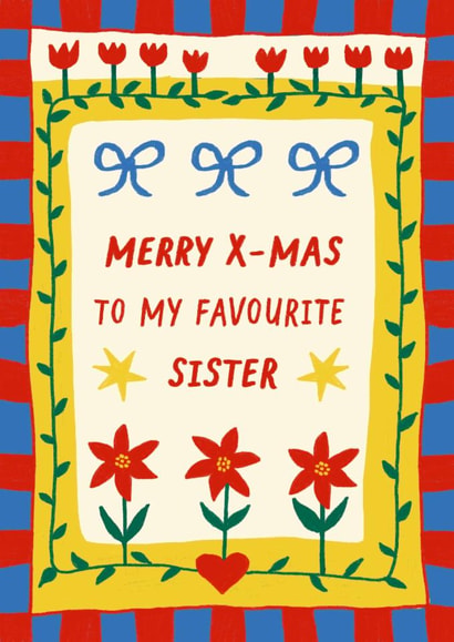 Arty Christmas Card For Sister - Folkart Pattern created by Bellollage