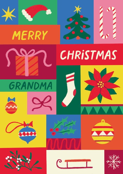 Arty Christmas Card For Grandma - Patchwork Pattern created by Bellollage