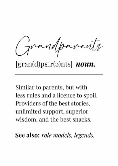 Heartfelt Anniversary Card - Grandparents Definition Card - From Grandchildren created by Wishcraft Prints