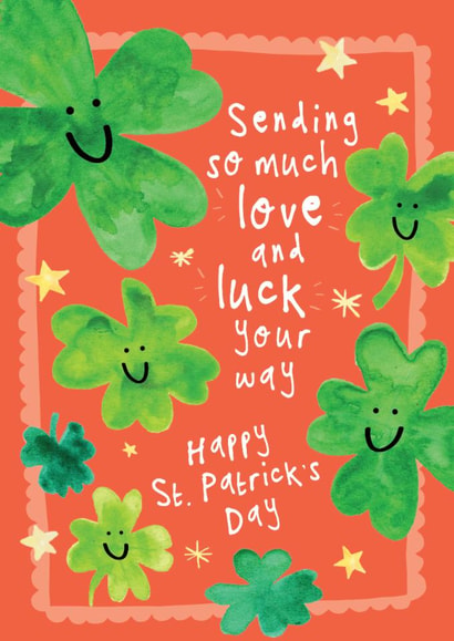 Cute Saint Patrick's Day Card - Clover Stars - Sending So Much Luck created by Bow & Bell