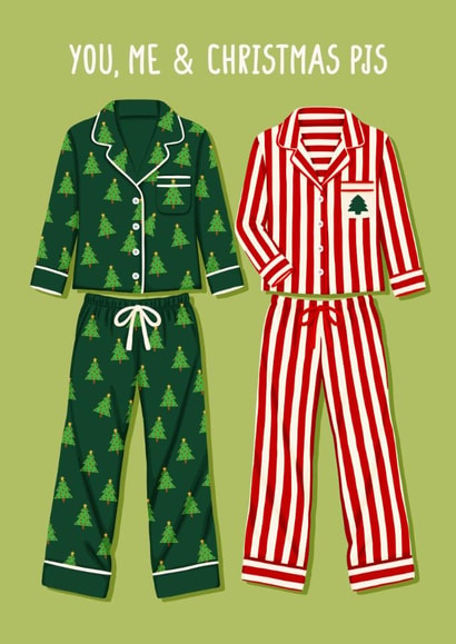 Cute Couples Christmas Pyjamas Card - You Me & Christmas PJs created by Pink Peach Cards