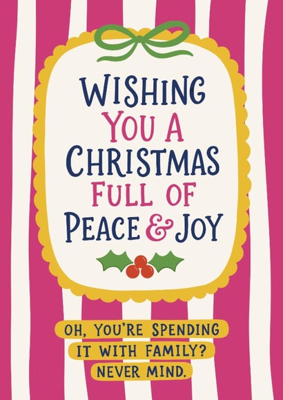 Funny Christmas Card - Family Drama - Christmas Full of Peace and Joy created by The Merry Giraffe