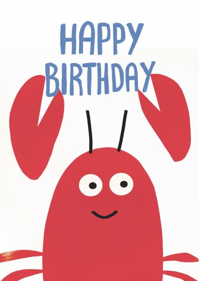 Funny Birthday Card – Party Lobster – Cute Illustrated Birthday Card created by Cozy Calm