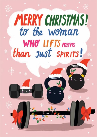 Funny Christmas Card for Her – Gym Lover – Woman Who Lifts created by Forever Funny