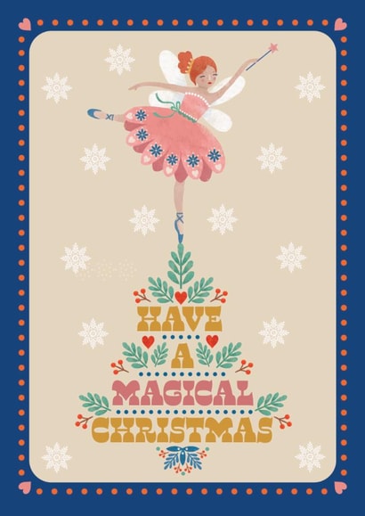 Have a Magical Christmas, pretty folk art style Sugarplum Fairy created by Ally Marie Illustration