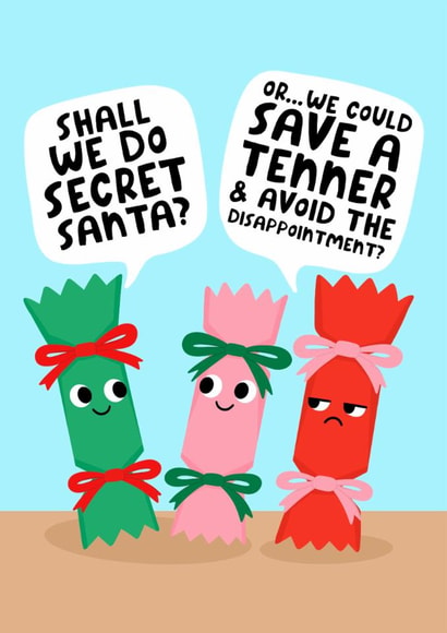 Funny Christmas Card - Save A Tenner And Avoid The Disappointment - Secret Santa created by Studio Doodles