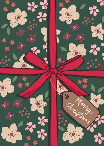 Classic Christmas Card - Bow and Present - Merry Christmas created by Embletree Designs