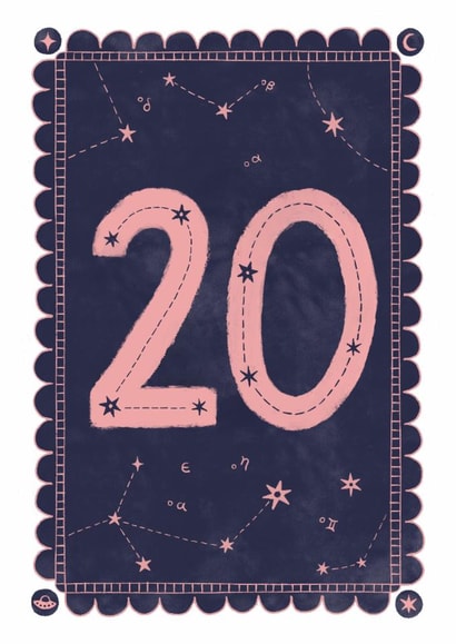 Classic 20th Birthday Card - For Her - Celestial created by Nazli Brennan