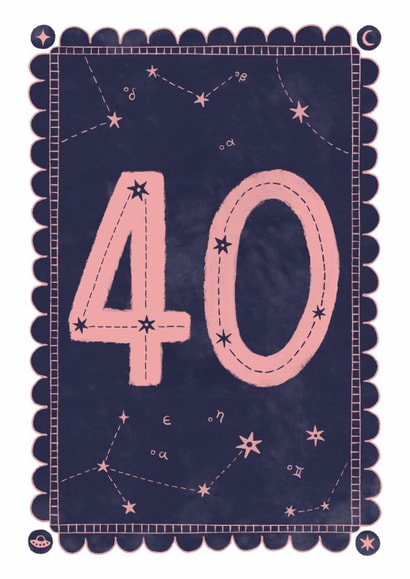Classic 40th Birthday Card - For Her - Celestial created by Nazli Brennan