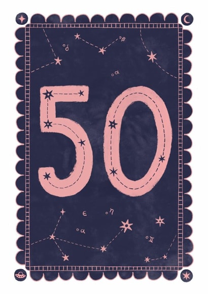 Classic 50th Birthday Card - For Her - Celestial created by Nazli Brennan