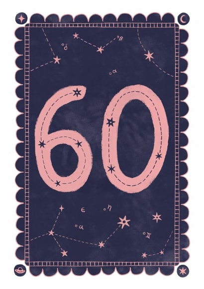Classic 60th Birthday Card - For Her - Celestial created by Nazli Brennan