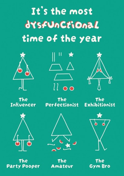 Funny Christmas Tree Personalities - Dysfunctional Christmas Card created by Goody Layers Cards