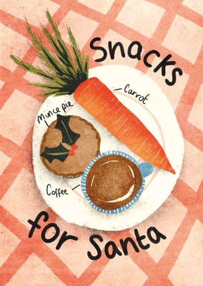 Cute Christmas Card β Snack For Santa Design β For Kids β Mince Pie And Carrot created by Lotta Designs