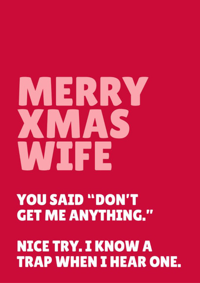 Funny Christmas Card - For Wife - "Don't Get Me Anything" created by Blush & Blossom 
