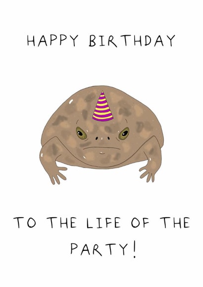 Funny grumpy birthday frog! created by AJS STUDIOS