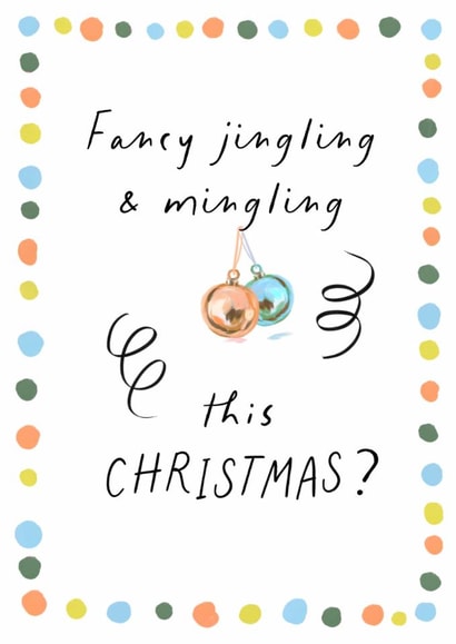 Naughty Christmas Card for friend | Jingle & Mingle | Retro Modern Baubles created by patternmuse