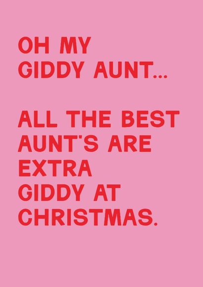 Funny Christmas Card - For Aunt - Oh My Giddy Aunt created by Lemon and Sugar 
