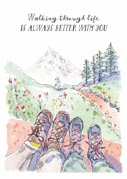 Classic Anniversary Card - Walking Through Life Is Always Better With You - Hiking created by Stivanello | Art for the Soul