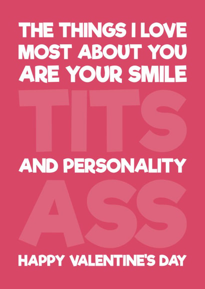 Funny / Rude Valentine's card for Wife / Girlfriend - Tits & Ass created by Blind Faith