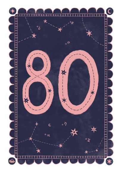 Classic 80th Birthday Card - For Her - Celestial created by Nazli Brennan