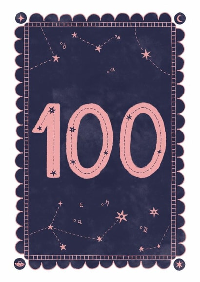 Classic 100th Birthday Card - For Her - Celestial created by Nazli Brennan