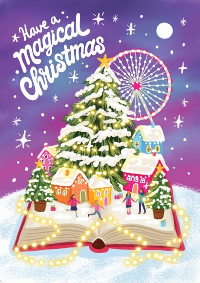 Pretty Christmas Card - Christmas Village - Magical - Book created by Aniet Illustration