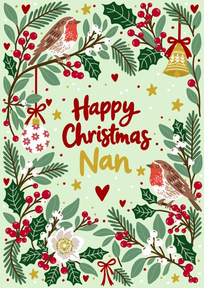 Classic Christmas Card - For Nan - Leaves And Berries created by Paperleaf Studios 