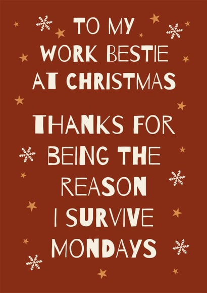 Funny Christmas Card - Work Bestie - Colleague created by Stuck Shop Gifts