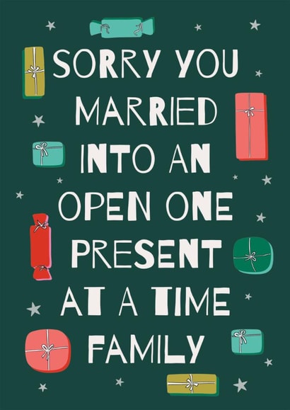 Funny Husband Christmas Card - One Present At A Time created by Stuck Shop Gifts
