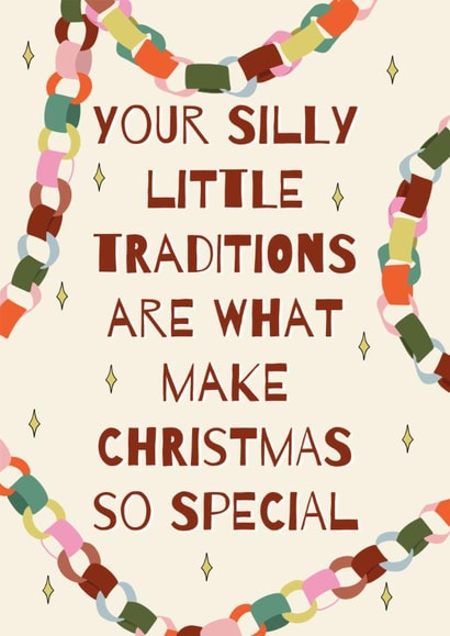 Cute Christmas Card For Mum - Silly Traditions - Parents Christmas created by Stuck Shop Gifts
