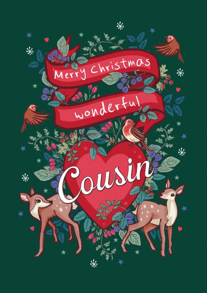 Cute Woodland Theme Christmas Card for a Wonderful Cousin created by Angie Spurgeon
